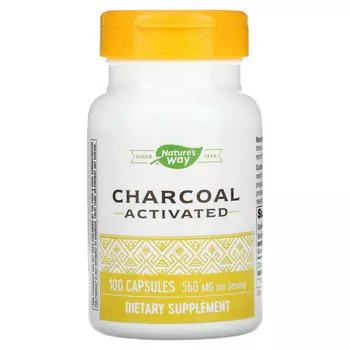 Nature's Way, активированный уголь, 280 мг, 100 капсул