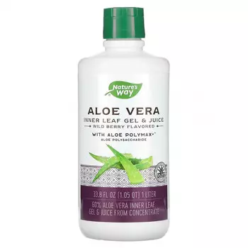 Nature's Way, Алоэ вера, гель и сок для обработки листьев с алоэ полимаксом, лесные ягоды, 1 литр (33,8 жидк. Унции)