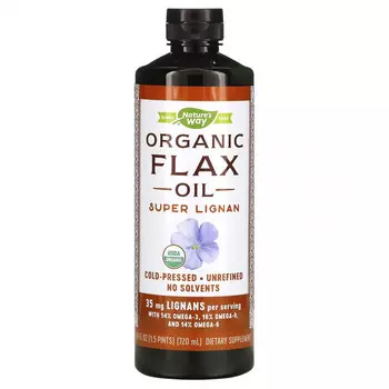 Nature's Way, органическое льняное масло, суперлигнан, 720 мл (24 жидк. унции)