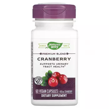 Nature's Way, Премиальная смесь, клюква, 400 мг, 60 веганских капсул