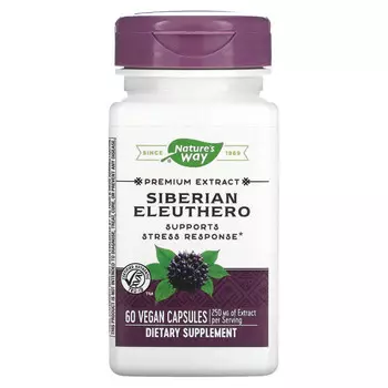 Nature's Way, сибирский женьшень, 250 мг, 60 веганских капсул