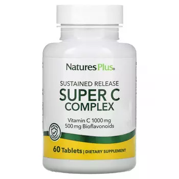 NaturesPlus, суперкомплекс с витамином C длительного высвобождения, 60 таблеток