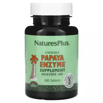 NaturesPlus, Жевательная добавка с ферментами папайи, 180 таблеток