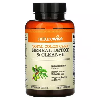 NatureWise, Total Colon Care, очищение и детоксикация с травами, 60 вегетарианских капсул