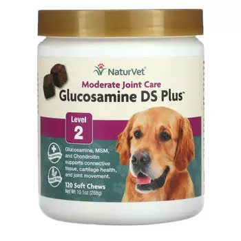 NaturVet, Glucosamine DS Plus, средний уровень поддержки, уровень 2, 120 мягких жевательных конфет, 10,1 унций (288 г)