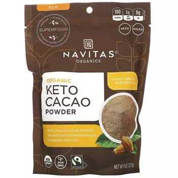 Navitas Organics, Органический кето-какао в порошке, 227 г (8 унций)
