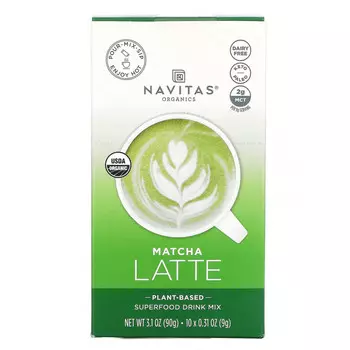 Navitas Organics, Смесь для напитков Superfood, латте с матча, 10 пакетиков по 9 г (0,31 унции)