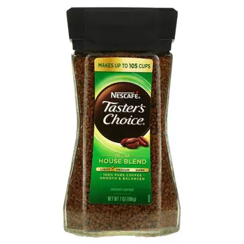 Nescaf?, Taster's Choice, растворимый кофе, домашняя смесь, легкая / средняя обжарка, без кофеина, 198 г (7 унций)