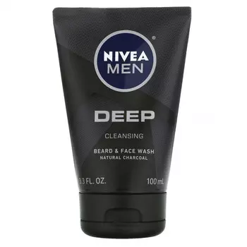 Nivea, Для мужчин, глубоко очищающее средство для ухода за бородой и лицом, 100 мл (3,3 жидк. Унции)