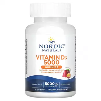 Nordic Naturals, Жевательные таблетки с витамином D3, маракуйя, 5000 МЕ (125 мкг), 30 жевательных таблеток