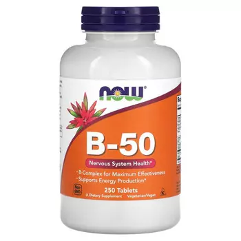 NOW Foods, B-50, добавка с витаминами группы В, 250 таблеток