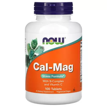 NOW Foods, Cal-Mag, Stress Formula, для снятия стресса, 100 таблеток