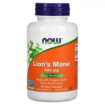 NOW Foods, ежовик гребенчатый, 500 мг, 60 растительных капсул