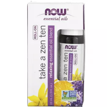 NOW Foods, Эфирные масла, ролл-ап Take a Zen Ten, 10 мл (1/3 жидк. Унции)
