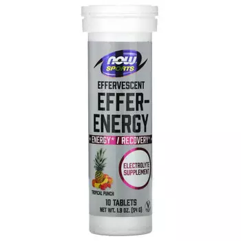 NOW Foods, Sports, Effer-Energy, тропический пунш, 10 таблеток, 54 г (1,9 унции)