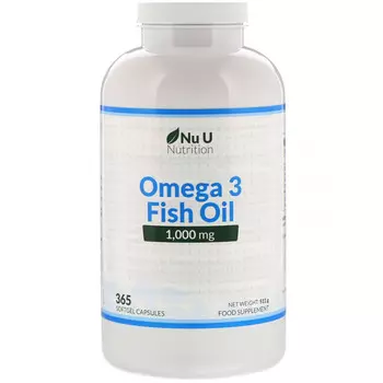 Nu U Nutrition, рыбий жир с омега-3, 1000 мг, 365 капсул