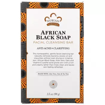 Nubian Heritage, African Black Soap, очищающее мыло для лица, 99 г (3,5 унции)
