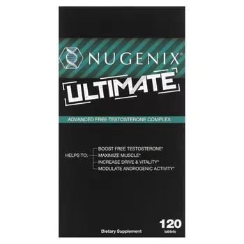 Nugenix, Ultimate, улучшенный комплекс свободного тестостерона, 120 таблеток