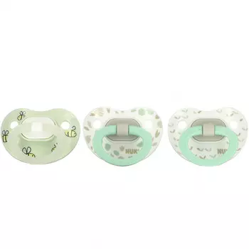 NUK, Orthodontic Pacifier Value Pack,, 0-6 Months, Green, 3 Pack