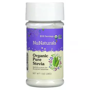 NuNaturals, Органическая чистая стевия, 28 г (1 унция)