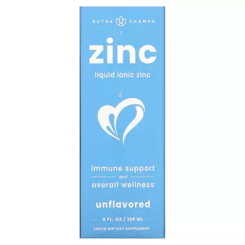 NutraChamps, Цинк, жидкий ионный раствор, без добавок, 120 мл (4 жидк. Унции)