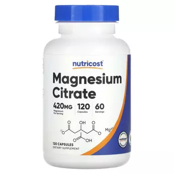 Nutricost, Цитрат магния, 210 мг, 120 капсул