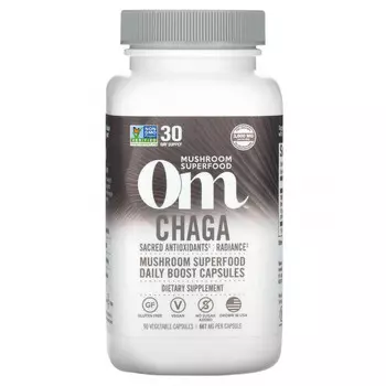Om Mushrooms, чага, 667 мг, 90 растительных капсул
