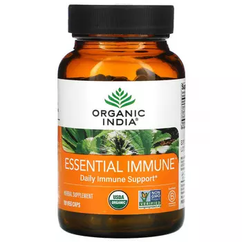 Organic India, Essential Immune, ежедневная поддержка иммунитета, 90 растительных капсул