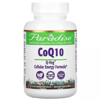 Paradise Herbs, коэнзим Q10, 60 вегетарианских капсул