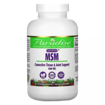 Paradise Herbs, МСМ, 1000 мг, 180 вегетарианских капсул