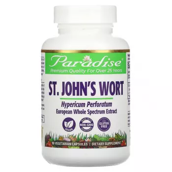 Paradise Herbs, Зверобой, 90 вегетарианских капсул