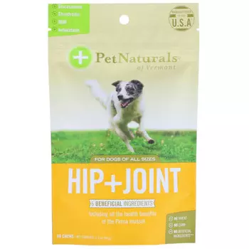 Pet Naturals of Vermont, 'Бедра и суставы', лечебный корм для собак, 60 жевательных кусочков, 3,17 унции (90 г)