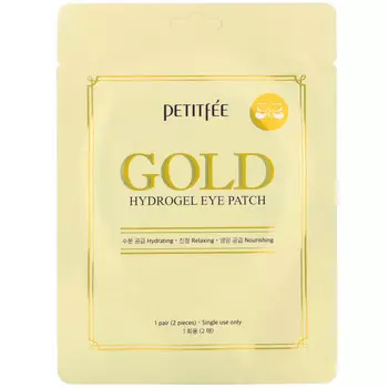 Petitfee, Гидрогелевые патчи для глаз, золото, 1 пара