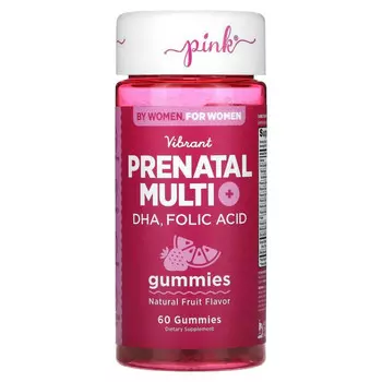 Pink, Vibrant Prenatal Multi + DHA, фолиевая кислота, натуральные фрукты, 60 жевательных таблеток