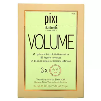 Pixi Beauty, Skintreats, Volume, разглаживающая тканевая маска, 3 шт. по 23 г (0,8 унции)