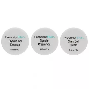 PrescriptSkin, набор пробных продуктов с гликолевой кислотой, 3 баночки по 5 г (0,18 унции)