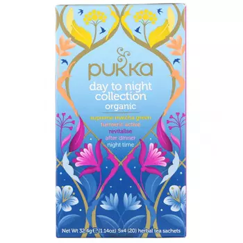 Pukka Herbs, Коллекция органических чаев «Day to Night», 20 пакетиков с травяным чаем, 32,4 г