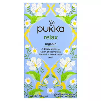 Pukka Herbs, Расслабление, без кофеина, 20 пакетиков травяного чая, 1,41 унц. (40 г)