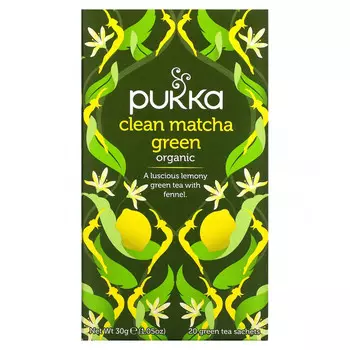 Pukka Herbs, Зеленый чай матча, 20 пакетиков зеленого чая, 1,5 г (0,05 унций) каждый