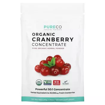 Pure Co., Natural Herbals, концентрат органической клюквы, 50 г (1,76 унции)
