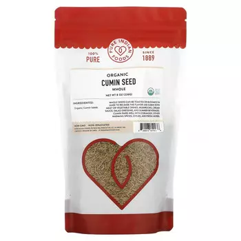 Pure Indian Foods, Органические семена тмина, цельные, 226 г (8 унций)