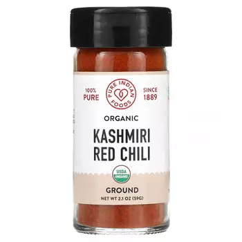 Pure Indian Foods, органический кашмирский красный перец чили, молотый, 65 г (2,3 унции)