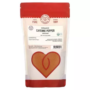 Pure Indian Foods, Органический молотый кайенский перец, 226 г (8 унций)