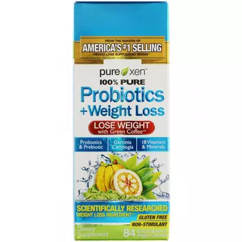 Purely Inspired, Probiotics + Weight Loss, пробиотики и средство для снижения веса, 84 легко проглатываемые вегетарианские капсулы