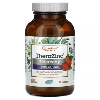 Quantum Health, TheraZinc, бузина, малина, 60 пастилок
