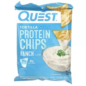 Quest Nutrition, Протеиновые чипсы по-тортильи, ранчо, 8 пакетиков по 32 г (1,1 унции)