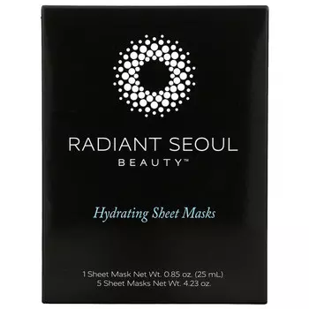 Radiant Seoul, увлажняющая тканевая маска, 5 шт. по 25 мл (0,85 унции)
