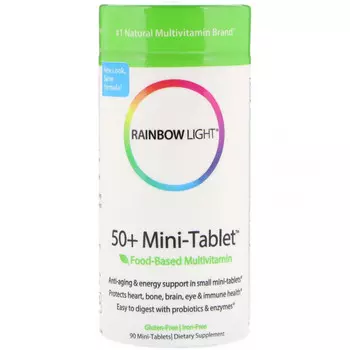 Rainbow Light, 50+ Mini Tablet, мультивитамины на основе пищевых продуктов, 90 мини-таблеток
