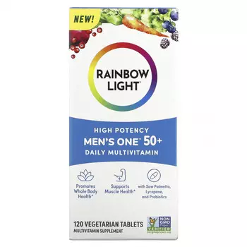 Rainbow Light, Men One 50+ Daily, мультивитамины, высокая эффективность, 120 вегетарианских таблеток