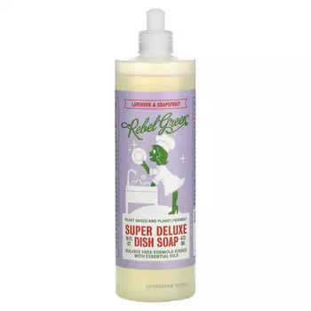 Rebel Green, Super Deluxe Dish Soap, лаванда и грейпфрут, 473 мл (16 жидк. Унций)